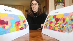 Amanda Holt, a graphic artist and piano teacher from Allentown, drew her own political maps after noticing oddities in the ones drawn by lawmakers. Amanda Holt, a graphic artist and piano teacher from Allentown, drew her own political maps after noticing oddities in the ones drawn by lawmakers.