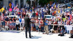 Rep. Russ Diamond (seen here at a Capitol demonstration on May 15, 2020) has been one of the loudest opponents of a Wolf administration order requiring most people to wear a mask while in public.