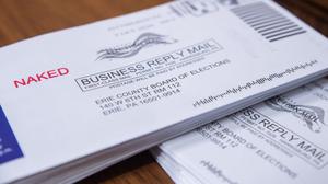 "Naked" ballots are stacked and sorted inside a secure facility within the Erie County Courthouse.
