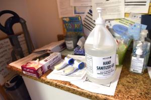 At Boyertown Children's Center, a PPE station is set up near the main entrance. At Boyertown Children's Center, a PPE station is set up near the main entrance.