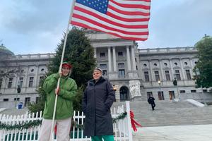 “I’m here because our election has been stolen in every possible way," Ann Van Tassel (left, in green) said. “I’m here because our election has been stolen in every possible way," Ann Van Tassel (left, in green) said.