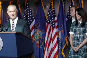 In January, House Speaker Mike Turzai, left, stood with his wife Lydia, right, and one of his sons, Matt, center, as he announced at a news conference he would not run for another term. In January, House Speaker Mike Turzai, left, stood with his wife Lydia, right, and one of his sons, Matt, center, as he announced at a news conference he would not run for another term.
