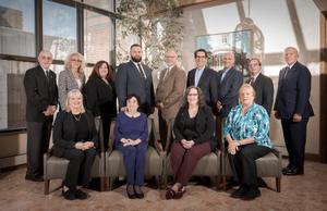 Some trustees of the Pennsylvania public school pension system, PSERS, pose with executive director Glen Grell (right) at the $60 billion-asset agency's Harrisburg office tower in 2020. Chairman Chris Santa Maria, a Harriton High School social studies teacher, is at center. Some trustees of the Pennsylvania public school pension system, PSERS, pose with executive director Glen Grell (right) at the $60 billion-asset agency's Harrisburg office tower in 2020. Chairman Chris Santa Maria, a Harriton High School social studies teacher, is at center.