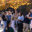 Students wait in line to vote Nov. 5, 2024, outside Kirby Sports Complex in Easton, Northampton County, Pennsylvania.