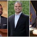 The 2026 primary candidates for lieutenant governor. From left, Democrat Austin Davis, Republican Jason Richey, and Republican John Ventre.