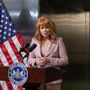 Stacy Garrity speaks during an April, 2026 event on unclaimed property at Treasury's vault.