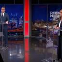 A screenshot of the debate between Gov. Josh Shapiro and Treasurer Stacy Garrity