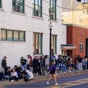 People wait in line to vote Nov. 5, 2024, at the Banana Factory in Bethlehem, Northampton County, Pennsylvania.