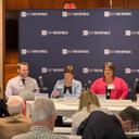 An election Q&A at Duquesne University. L to R: Votebeat's Carter Walker; Indiana County's Sherene Hess; Washington County's Melanie Ostrander; Allegheny County's Chet Harhut.