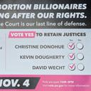 A mailer funded by Planned Parenthood Action Fund, urging Pa. voters to retain three Democratic state Supreme Court justices.