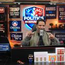 Victor Martinez, who runs La Mega 101.7, a Spanish-language radio station in Pennsylvania's Lehigh Valley, hosts a politics talk show from his studio in Allentown, Pa., Tuesday, Sept. 29, 2026