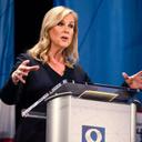 Janelle Stelson, a candidate for the Democratic nomination in Pennsylvania's 10th Congressional District, speaks during a debate, April 9, 2024, in York, PA.