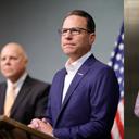 Gov. Josh Shapiro and Pennsylvania Treasurer Stacy Garrity