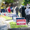 Voters wait in line to cast ballots in Pennsylvania.