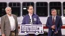 Gov. Josh Shapiro promotes his transit funding plan, which includes money for shared-ride services.