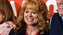 GOP Pennsylvania treasurer Stacy Garrity poses for photos at a campaign event in April, 2024, in Harrisburg, Pa.