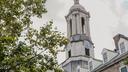 The bell tower of Old Main on Penn State's campus