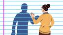 An illustration showing two people separated by looseleaf paper. One person is visible. The other is silhouetted on the other side.
  