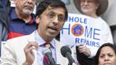 State Sen. Nikil Saval at a rally for permanent funding of the Whole-Home Repair program in Lancaster, April 21, 2023.