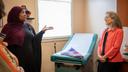 Acting Health Secretary Debra Bogen (right) toured Lifecycle WomanCare in Bryn Mawr to meet with reps from PA's stand-alone birthing centers.
