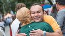Phoenixville Mayor Peter Urscheler hugs someone at an event.