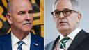 Patrick Dugan (left) and Philadelphia District Attorney Larry Krasner.