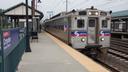 A SEPTA train at the Croydon Station.