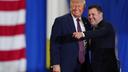President Donald Trump and Rep. Ryan Mackenzie, R-Pa., right, appear on stage together during an event at a Mack Trucks facility, Tuesday, June 23, 2026, in Macungie, Pa.