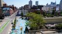 Shown is a bridge on 10th Street that spans Interstate 676, which bisects the Chinatown neighborhood of Philadelphia.