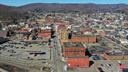 An aerial view of downtown Bradford, Pennsylvania.