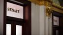 A sign that reads Senate inside the Pennsylvania Capitol in Harrisburg.