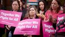 Public officials and members of Planned Parenthood at a 2022 news conference about the overturning of Roe v. Wade.