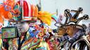 Costumed musicians are pictured in a scene from the Mummers Parade in Philadelphia on New Year's Day 2010.