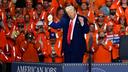 President Donald Trump dances after speaking at the U.S. Steel Mon Valley Works-Irvin plant in West Mifflin, PA.