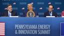 President Donald Trump speaks at the "Inaugural Pennsylvania Energy and Innovation Event" at Carnegie Mellon University.