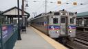 A SEPTA train at the Croydon Station.