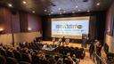 A crowd gathers in Boscov's Theater in GoggleWorks for a Spotlight PA Ideas Fest Community Forum on data centers.