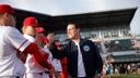 Gov. Josh Shapiro attends the Harrisburg Senators home open on April 11, 2023.