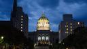 The Pennsylvania Capitol at night.