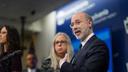 Gov. Tom Wolf speaks during a press conference, which confirmed the first two presumptive positive cases of 2019 Novel Coronavirus (COVID-19) in Pennsylvania and reminded residents that the commonwealth is prepared to respond to community spread of this virus, inside PEMA headquarters on Wednesday, March 4, 2020. 