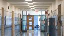 A hallway in an elementary school.