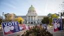 Pennsylvania’s Capitol building in Harrisburg on the morning of Election Day, November 3, 2020.