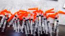 Syringes containing vaccine stand at the ready for members of the public to get the vaccine administered to them in the Sullivan County Elementary School in Laporte Bourgh Sullivan County Pennsylvania     Fred Adams/for Spotlight PA  1-29-21