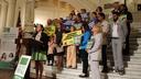 Rep. Emily Kinkead (D., Allegheny) speaks at an event in favor of free school lunches in June, 2025.