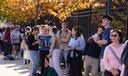 Students wait in line to vote Nov. 5, 2024, outside Kirby Sports Complex in Easton, Northampton County, Pennsylvania.