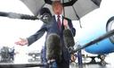 President Donald Trump speaks to the media after disembarking Air Force One at Reading Regional Airport, Tuesday, June 23, 2026.
