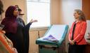 Acting Health Secretary Debra Bogen (right) toured Lifecycle WomanCare in Bryn Mawr to meet with reps from PA's stand-alone birthing centers.