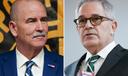 Patrick Dugan (left) and Philadelphia District Attorney Larry Krasner.