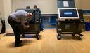 An election worker in Philadelphia with an ExpressVoteXL voting machine during the 2022 primary.