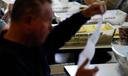 Workers sort mail ballots at Northampton County Courthouse in Easton, Pennsylvania on Nov. 7, 2023.